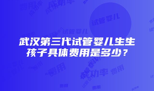 武汉第三代试管婴儿生生孩子具体费用是多少？