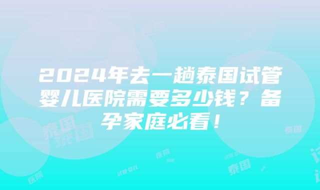 2024年去一趟泰国试管婴儿医院需要多少钱？备孕家庭必看！