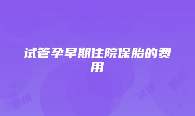 试管孕早期住院保胎的费用