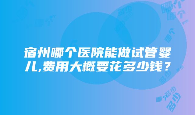 宿州哪个医院能做试管婴儿,费用大概要花多少钱？