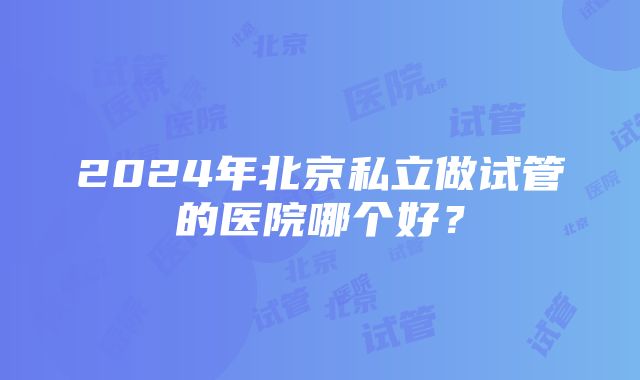 2024年北京私立做试管的医院哪个好？