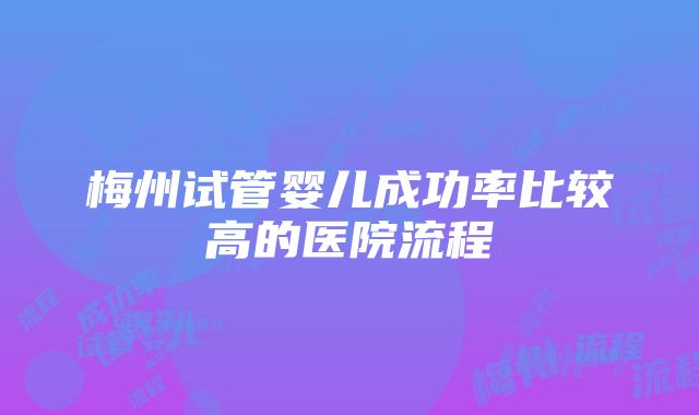 梅州试管婴儿成功率比较高的医院流程