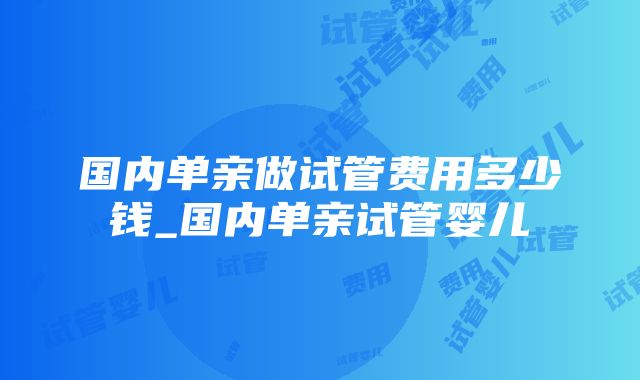 国内单亲做试管费用多少钱_国内单亲试管婴儿