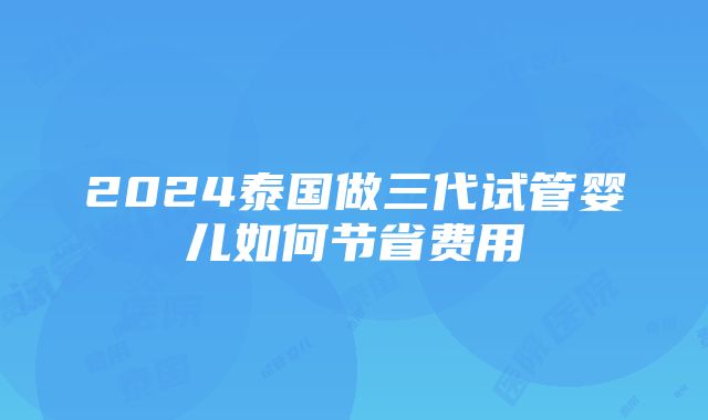 2024泰国做三代试管婴儿如何节省费用