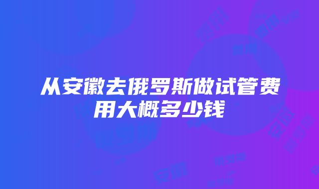 从安徽去俄罗斯做试管费用大概多少钱