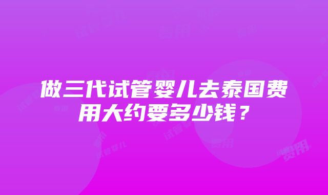 做三代试管婴儿去泰国费用大约要多少钱？