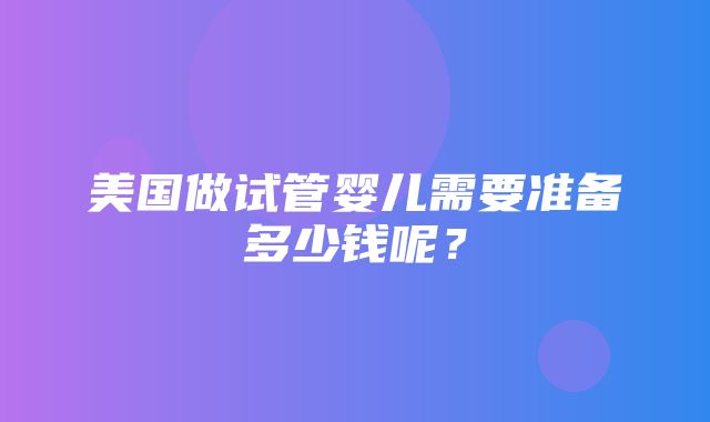 美国做试管婴儿需要准备多少钱呢？