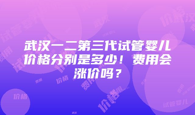 武汉一二第三代试管婴儿价格分别是多少！费用会涨价吗？