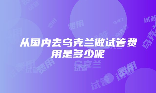 从国内去乌克兰做试管费用是多少呢