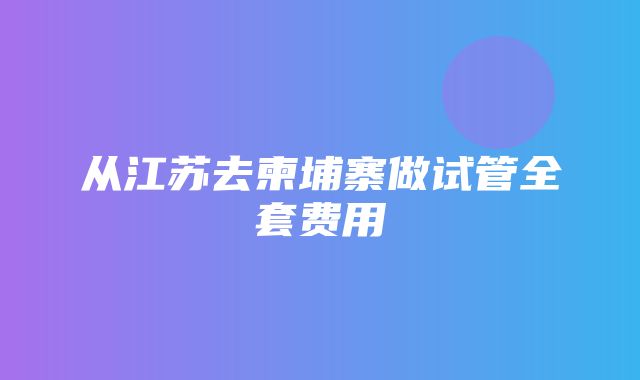 从江苏去柬埔寨做试管全套费用