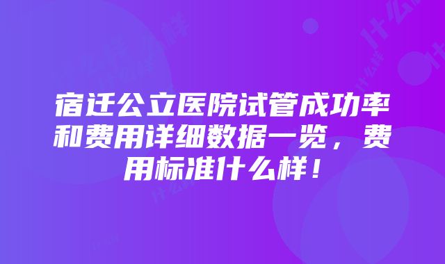 宿迁公立医院试管成功率和费用详细数据一览，费用标准什么样！