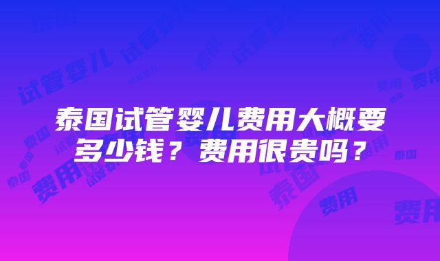 泰国试管婴儿费用大概要多少钱？费用很贵吗？