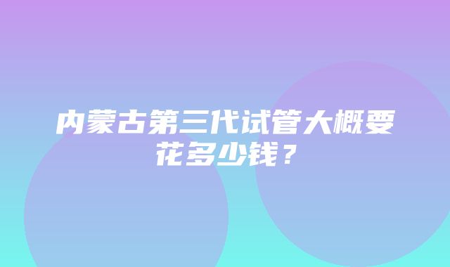 内蒙古第三代试管大概要花多少钱？