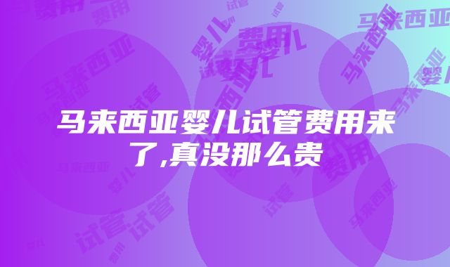 马来西亚婴儿试管费用来了,真没那么贵