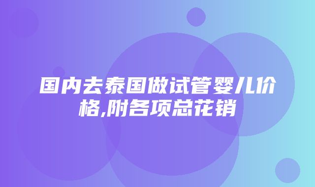 国内去泰国做试管婴儿价格,附各项总花销