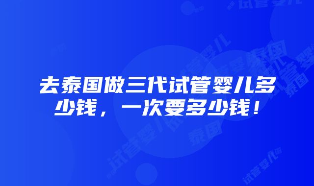 去泰国做三代试管婴儿多少钱，一次要多少钱！