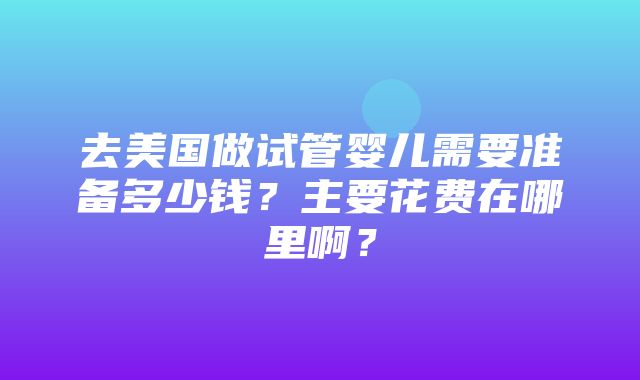 去美国做试管婴儿需要准备多少钱？主要花费在哪里啊？