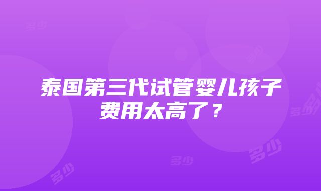 泰国第三代试管婴儿孩子费用太高了？