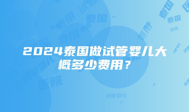 2024泰国做试管婴儿大概多少费用？