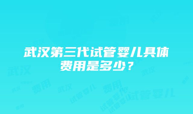 武汉第三代试管婴儿具体费用是多少？