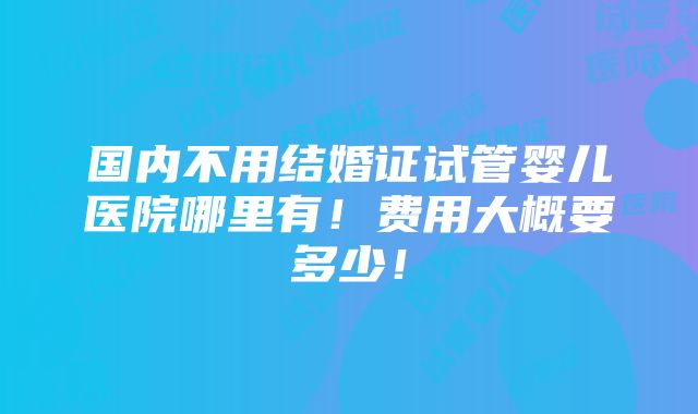 国内不用结婚证试管婴儿医院哪里有！费用大概要多少！