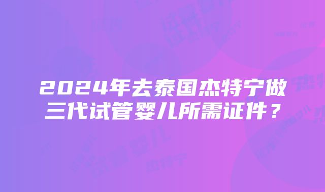 2024年去泰国杰特宁做三代试管婴儿所需证件？