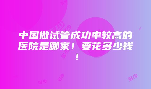 中国做试管成功率较高的医院是哪家！要花多少钱！