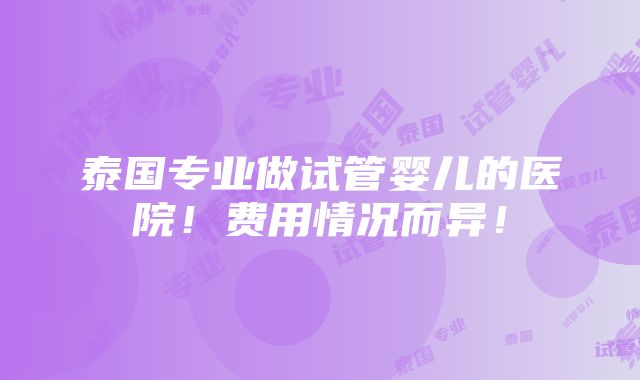 泰国专业做试管婴儿的医院！费用情况而异！