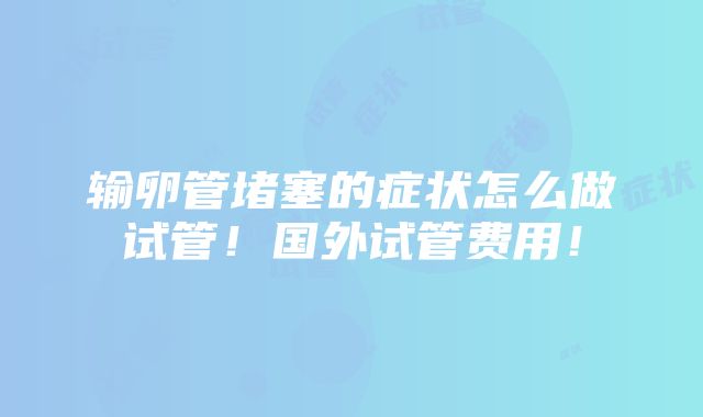 输卵管堵塞的症状怎么做试管！国外试管费用！