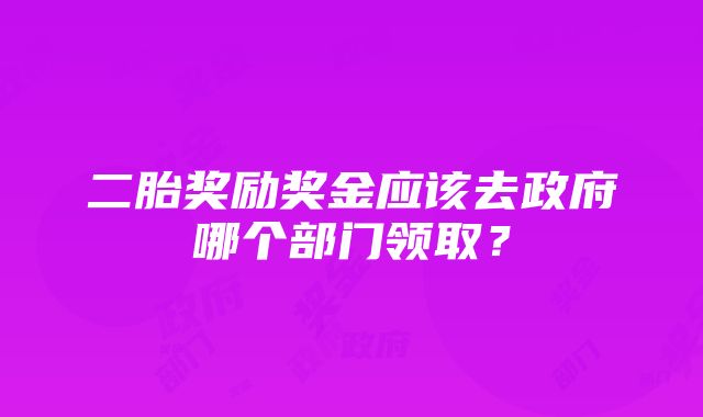 二胎奖励奖金应该去政府哪个部门领取？