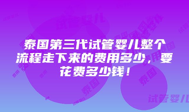 泰国第三代试管婴儿整个流程走下来的费用多少，要花费多少钱！