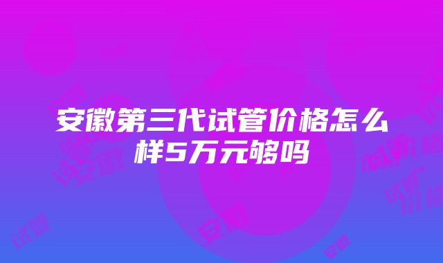 安徽第三代试管价格怎么样5万元够吗