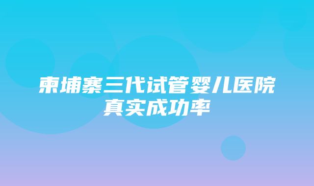 柬埔寨三代试管婴儿医院真实成功率