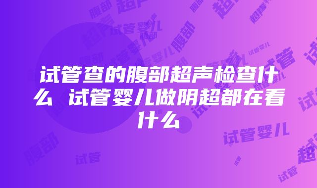 试管查的腹部超声检查什么 试管婴儿做阴超都在看什么