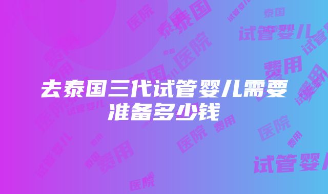 去泰国三代试管婴儿需要准备多少钱