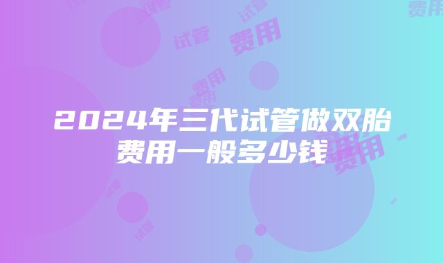 2024年三代试管做双胎费用一般多少钱