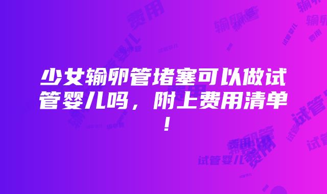 少女输卵管堵塞可以做试管婴儿吗，附上费用清单！