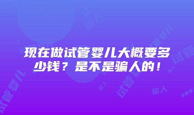 现在做试管婴儿大概要多少钱？是不是骗人的！