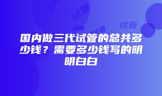 国内做三代试管的总共多少钱？需要多少钱写的明明白白