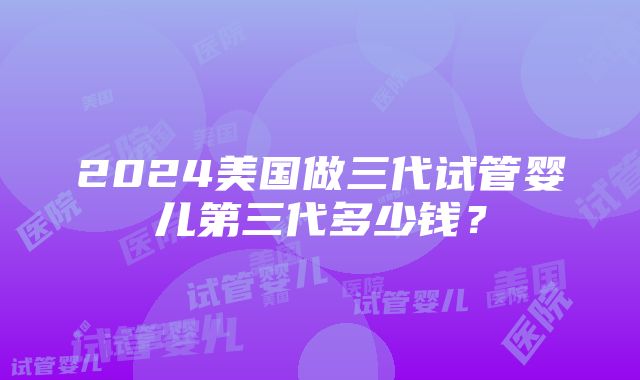 2024美国做三代试管婴儿第三代多少钱？