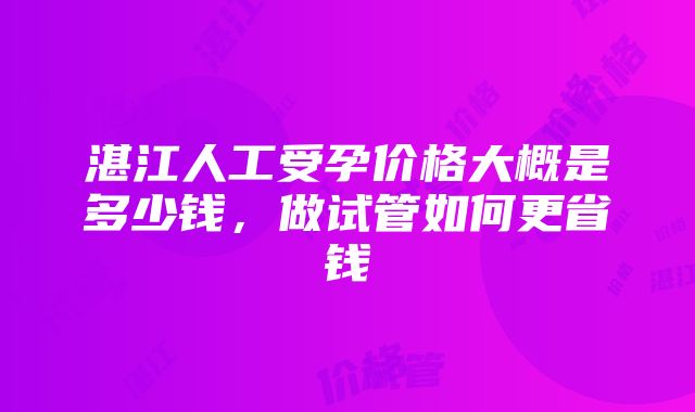 湛江人工受孕价格大概是多少钱，做试管如何更省钱