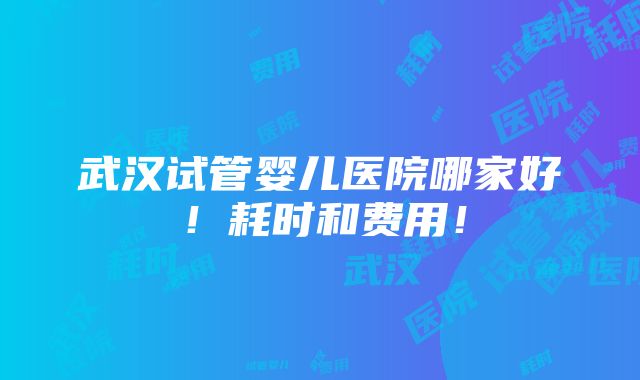 武汉试管婴儿医院哪家好！耗时和费用！