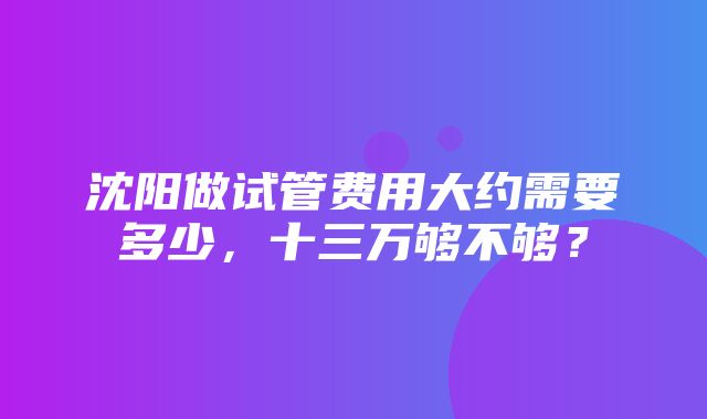 沈阳做试管费用大约需要多少，十三万够不够？