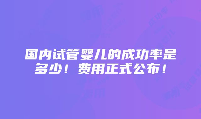 国内试管婴儿的成功率是多少！费用正式公布！