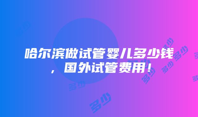 哈尔滨做试管婴儿多少钱，国外试管费用！