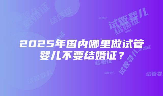 2025年国内哪里做试管婴儿不要结婚证？