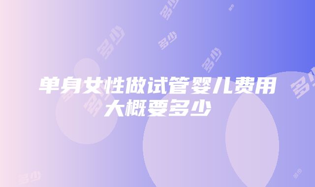 单身女性做试管婴儿费用大概要多少