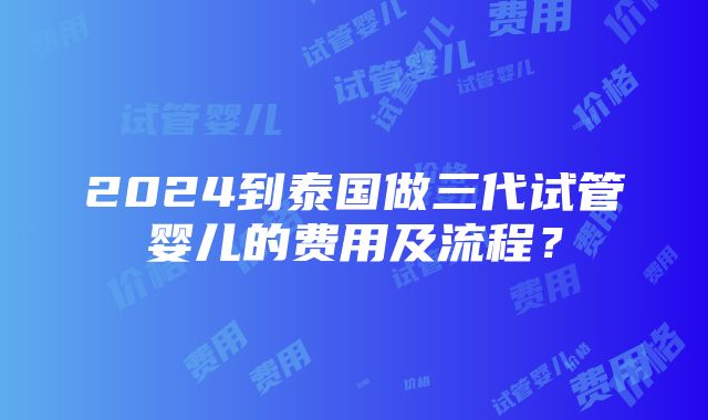 2024到泰国做三代试管婴儿的费用及流程？