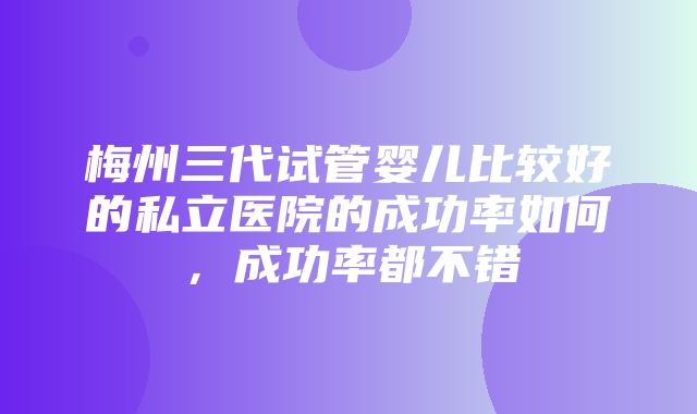 梅州三代试管婴儿比较好的私立医院的成功率如何，成功率都不错