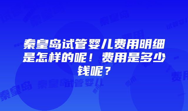 秦皇岛试管婴儿费用明细是怎样的呢！费用是多少钱呢？